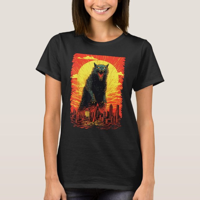 Catzilla Japanese Cute Cat Stuff Cat  Cat Mom Cat  T-Shirt (Vorderseite)