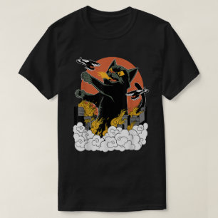 Catzilla Japanische Feuerkatze Kaiju Kunst T-Shirt