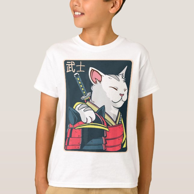 Catzilla - Japanische Katzenkunst - Katana Sword - T-Shirt (Vorderseite)