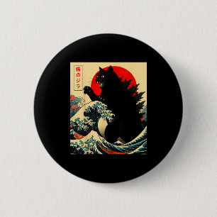 Catzilla Katze Japanische Kunst Lustig Für Männer Button