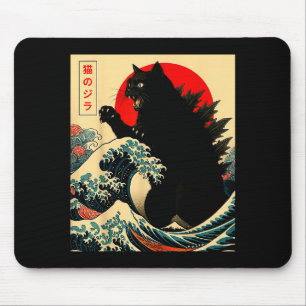 Catzilla Katze japanische Kunst lustig für Männer Mousepad