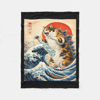 Catzilla Katze japanische Kunst lustige Katze für  Fleecedecke