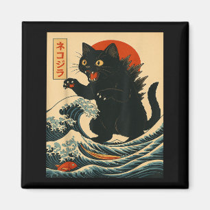 Catzilla Katze japanische Kunst Lustige Katze für Magnet