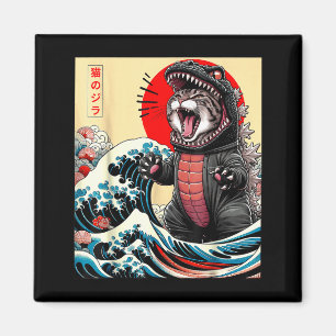 Catzilla Katze japanische Kunst lustige Katze für Magnet