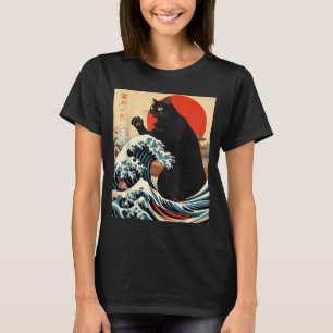 Catzilla Katze japanische Kunst lustige Katze Kawa T-Shirt