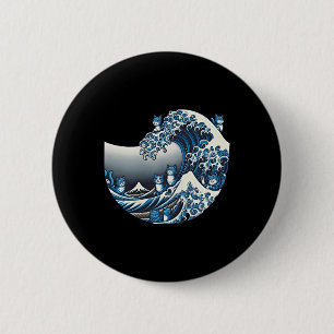Catzilla Katze japanische Kunst lustige Katzen Ges Button