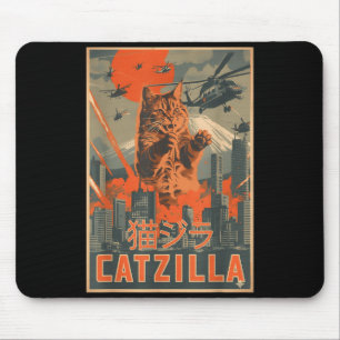 Catzilla Katze Japanische Kunst Lustige Katzen Ges Mousepad