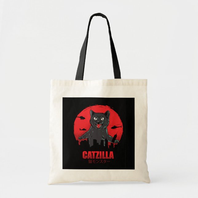 Catzilla Monster Cat Destroys Skycraper Gebäude Tragetasche (Vorne)