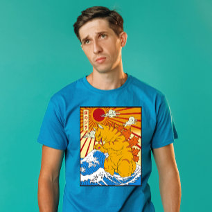 Catzilla Off Kanagawa Lustige Japanische Katzenkun T-Shirt