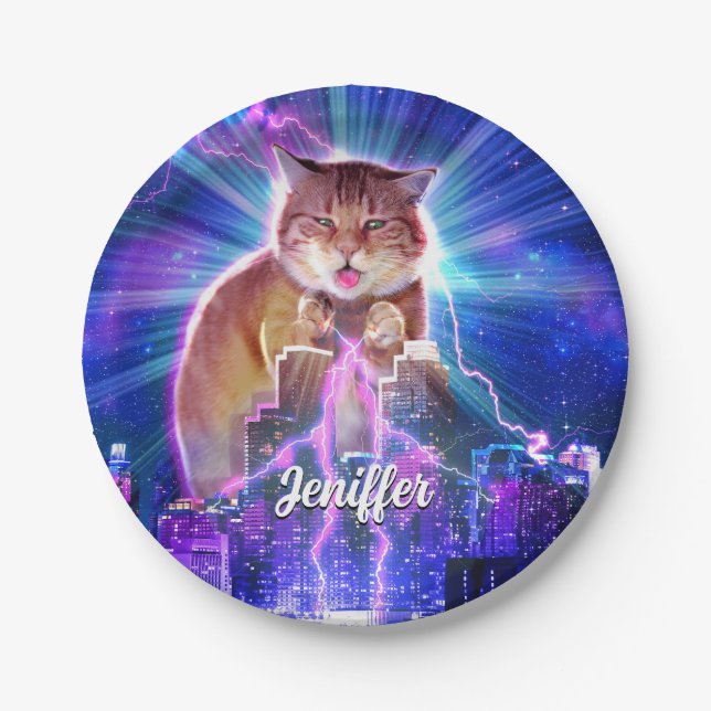 Catzilla Pappteller (Vorderseite)