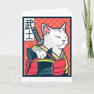 Catzilla Uralte japanische Katzenkunst Vintage-Nin Karte
