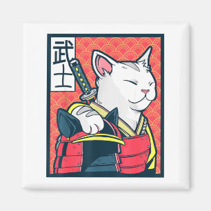 Catzilla Uralte japanische Katzenkunst Vintage-Nin Magnet