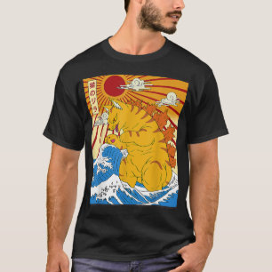 Catzilla Vintag Funny Niedlich Cat Art Japanisch S T-Shirt