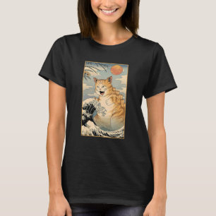 Catzilla Vintag Niedlich Cat Japanischer Sonnenunt T-Shirt