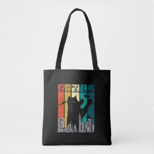 Catzilla Vintag Retro Funny Cat Kitten Halloween Tasche