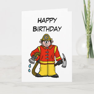 Caucasian Cartoon Fireman Card Passen Sie es an! Karte