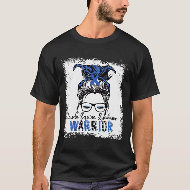 Cauda Equina Syndrom Warrior Blue Ribbon Awarenes T-Shirt (Vorderseite)