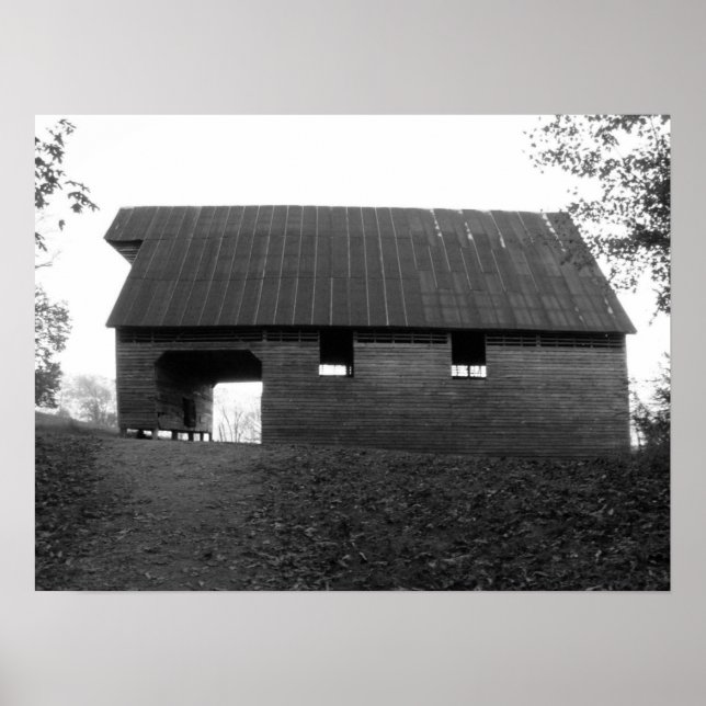 Caughron Barn, Cades Cove, b&w Poster (Vorne)