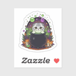 Cauldron Fold - Niedliche schottische Fold Hexe Ha Aufkleber