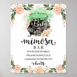 Cauldron Halloween Babydusche Mimosa Bar Sign Poster