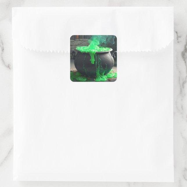Cauldron Halloween Quadratischer Aufkleber (Tasche)