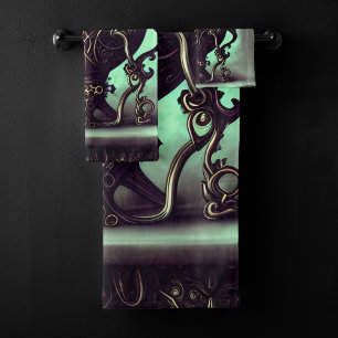 Cauldron orné avec boule de cristal vert et orbes