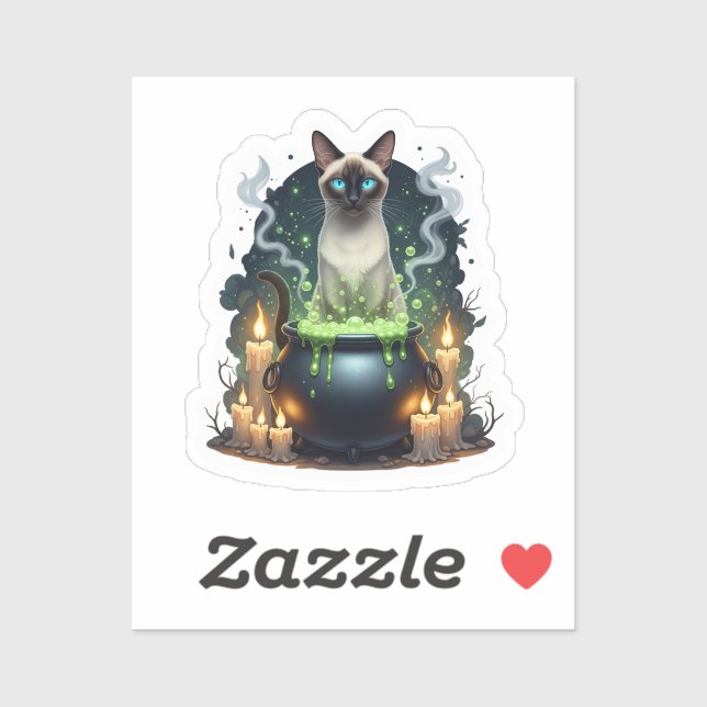 Cauldron Siamese - Magische siamesische Katze Aufkleber (Blatt)
