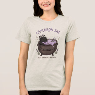 Cauldron Spa Schwarze Katze Witchy Halloween Tri-Blend Shirt