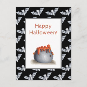Cauldron und Bats Happy Halloween Postkarte