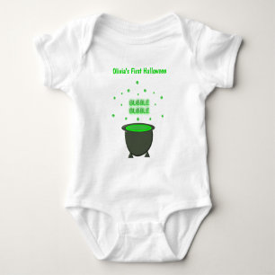 Cauldron und Bubbling Green Brew Halloween Baby Strampler