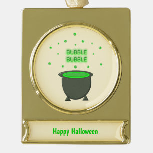 Cauldron und Bubbling Green Brew Halloween Custom Banner-Ornament Gold
