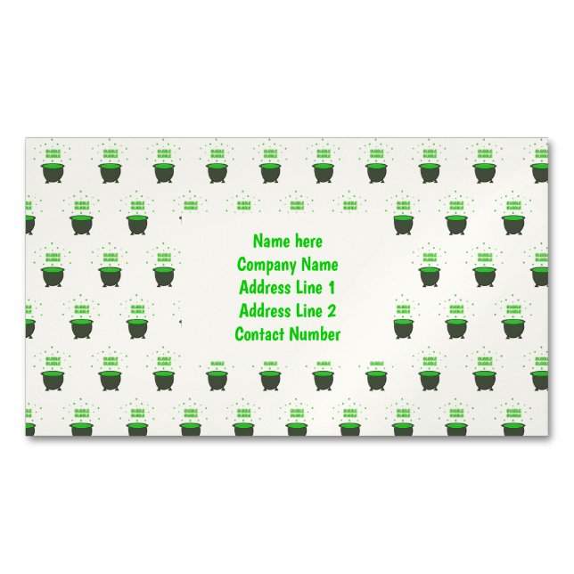 Cauldron und Bubbling Green Brew Halloween Custom Magnetische Visitenkarte (Vorderseite)
