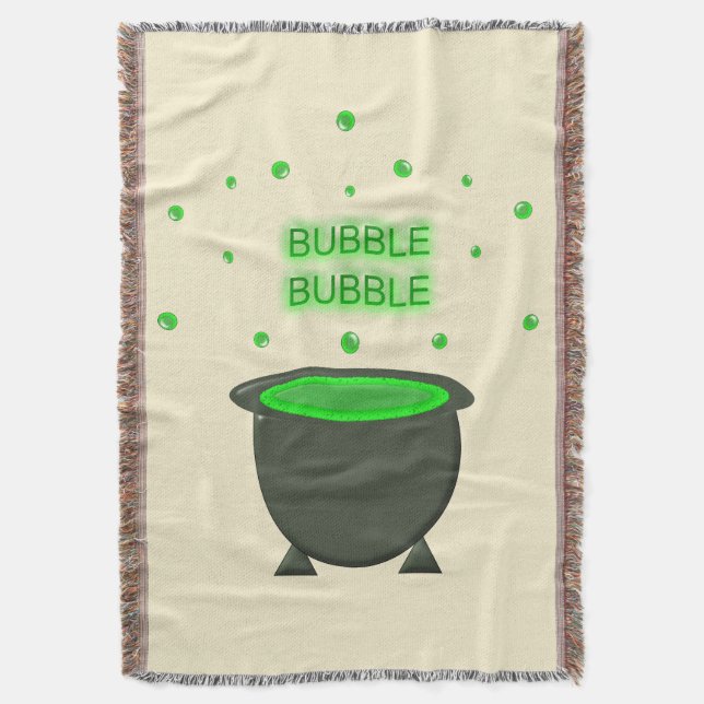 Cauldron und Bubbling Green Brew Halloween Decke (Vorderseite Vertikal)