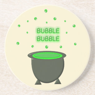 Cauldron und Bubbling Green Brew Halloween Getränkeuntersetzer