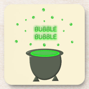 Cauldron und Bubbling Green Brew Halloween Getränkeuntersetzer