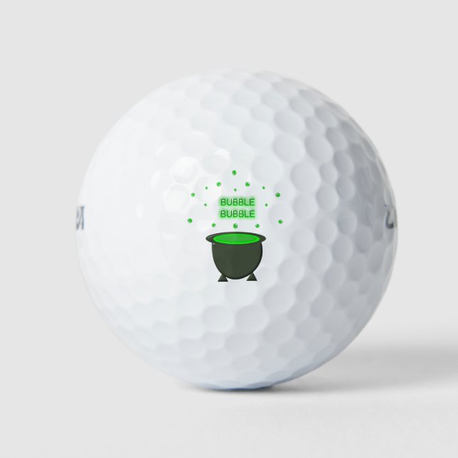 Cauldron und Bubbling Green Brew Halloween Golfball (Vorderseite)