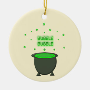 Cauldron und Bubbling Green Brew Halloween Keramik Ornament