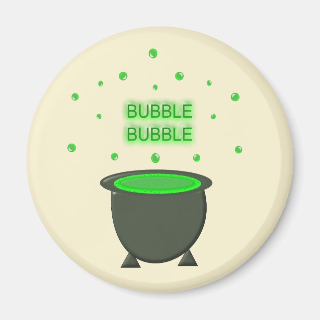 Cauldron und Bubbling Green Brew Halloween Magnet (Vorne)