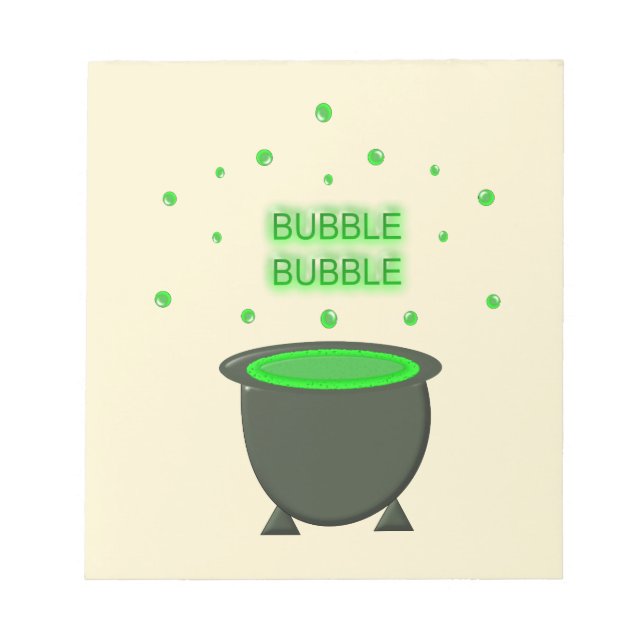 Cauldron und Bubbling Green Brew Halloween Notizblock (Vorderseite)