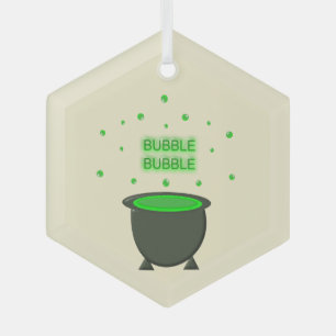 Cauldron und Bubbling Green Brew Halloween Ornament Aus Glas