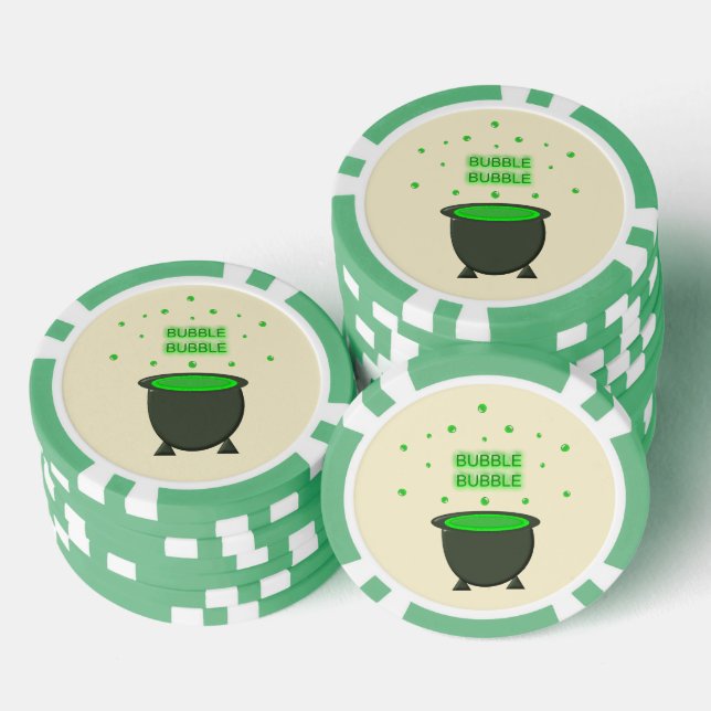 Cauldron und Bubbling Green Brew Halloween Pokerchips (Stapel)