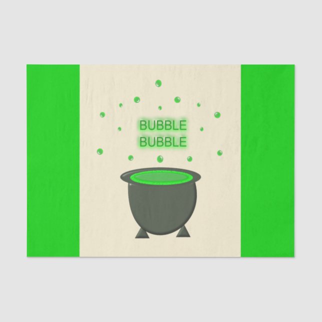 Cauldron und Bubbling Green Brew Halloween Seidenpapier (Vorderseite)
