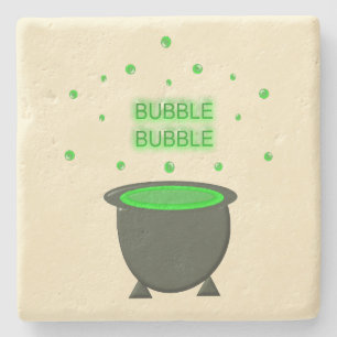 Cauldron und Bubbling Green Brew Halloween Steinuntersetzer