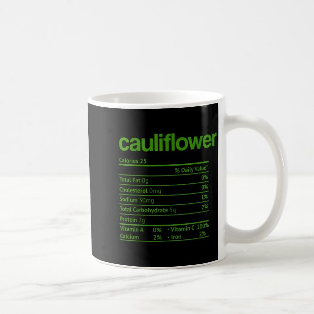 Cauliflower Nutrition Fact Funny Thanksgiving Chri Kaffeetasse (Rechts)