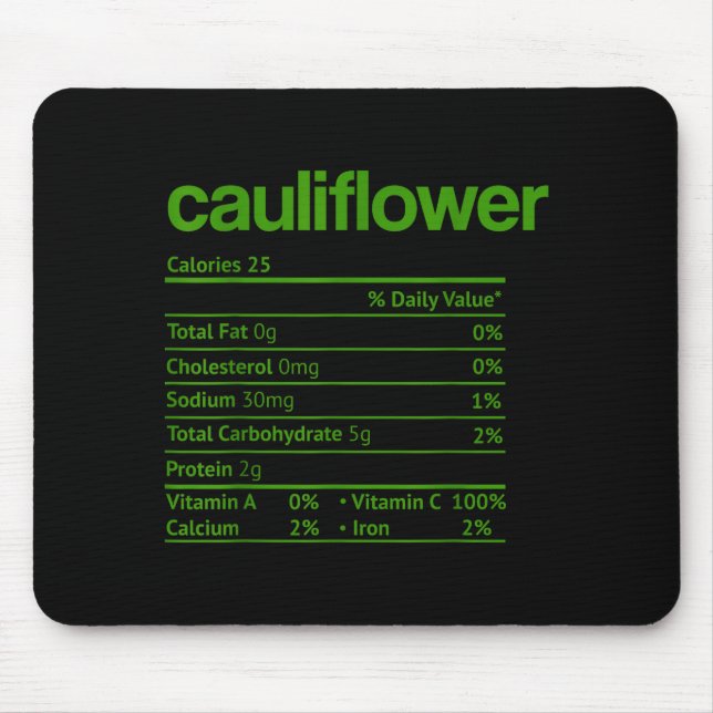 Cauliflower Nutrition Fact Funny Thanksgiving Chri Mousepad (Vorne)