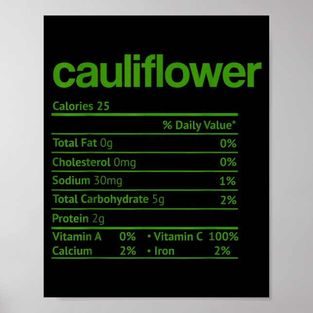Cauliflower Nutrition Fact Funny Thanksgiving Chri Poster (Vorne)
