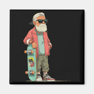 Causal Opa mit coolen Skateboard für Erwachsene un Magnet