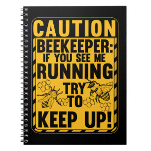 Caution Beekeeper Men Women Funny Beekeeping Notizblock