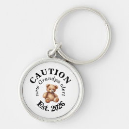 CAUTION new Grandpa alert- Teddy Baby Announcement Schlüsselanhänger