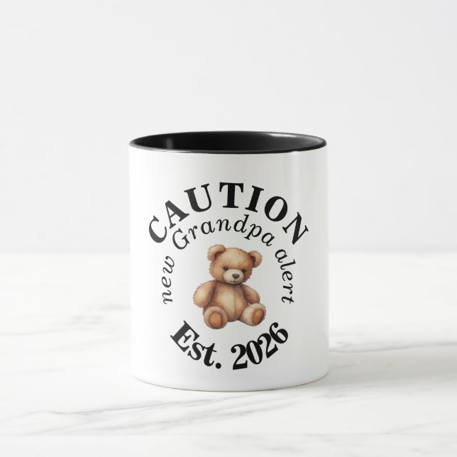 CAUTION new Grandpa alert- Teddy Baby Announcement Tasse (Zentrum)